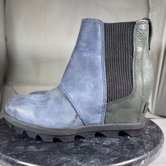 Sorel Joan of Arctic Navy Blue Wedge Ankle Boot Suede Women’s Size 5.5 US - Picture 1 of 8